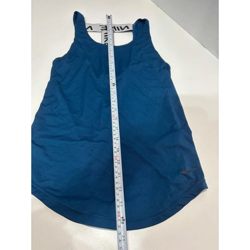 Nike Tank Top Womens XS Teal Dri-FIT Elastic T-Back Logo Strap Activewear